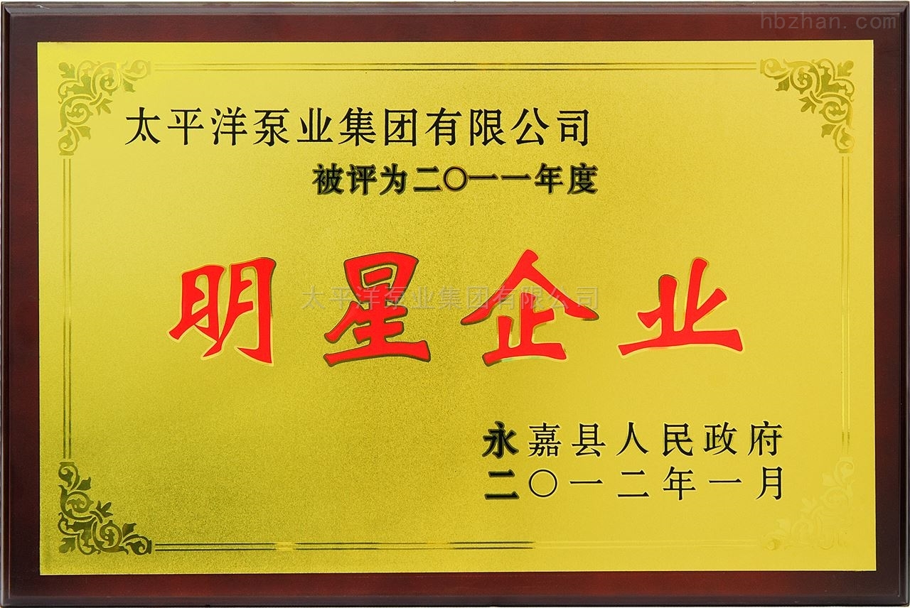 企业证书-明星企业